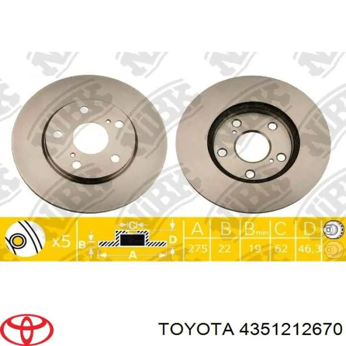 Tarcza hamulcowa przednia Toyota 4351212670 cena, od 48,11 USD