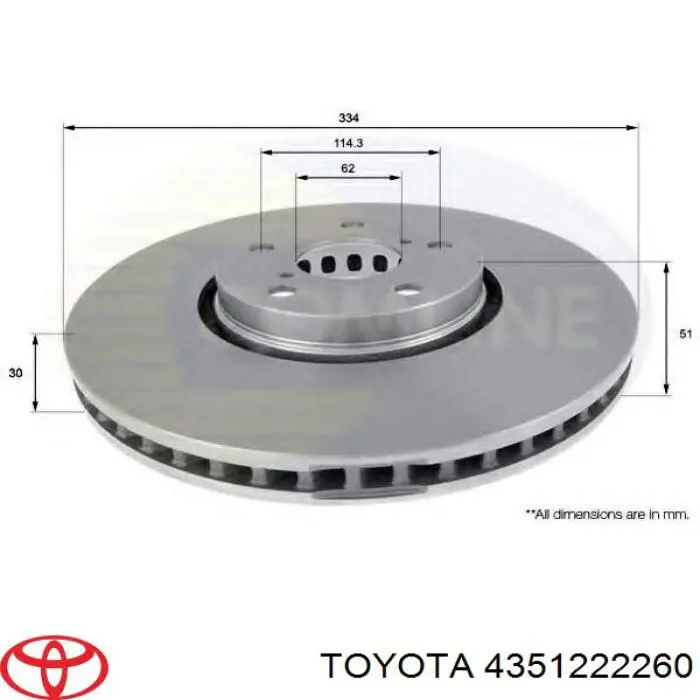 4351222260 Toyota tarcza hamulcowa przednia