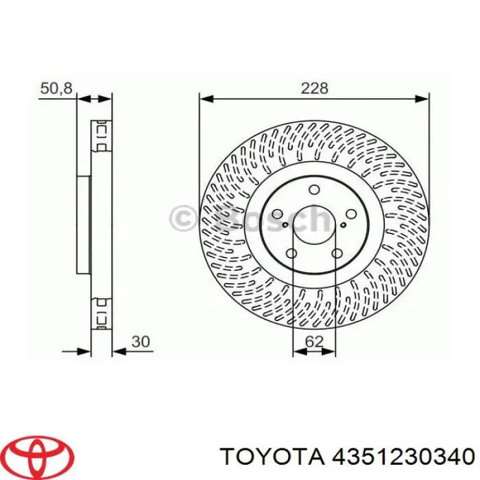 4351230340 Toyota tarcza hamulcowa przednia