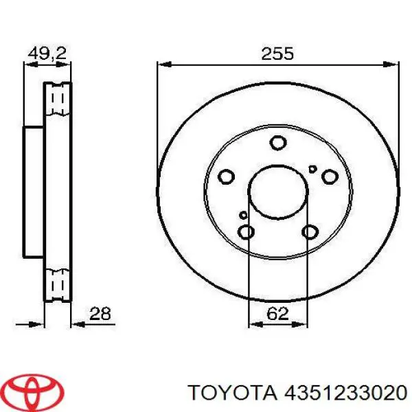 Tarcza hamulcowa przednia Toyota 4351233020 cena, od 47,22 USD