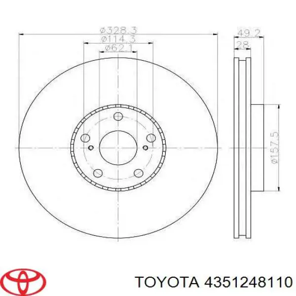 Tarcza hamulcowa przednia Toyota 4351248110 cena, od 77,16 USD