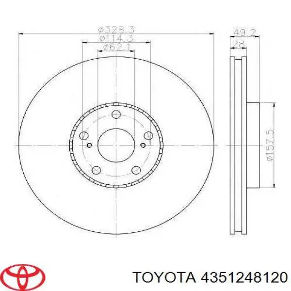 4351248120 Toyota Tarcza hamulcowa przednia