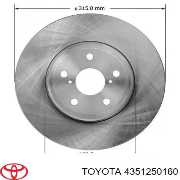 4351250160 Toyota Tarcza hamulcowa przednia