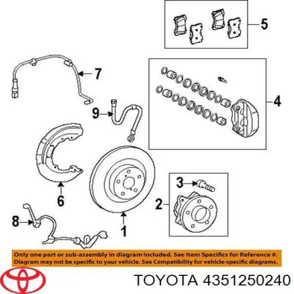 4351250240 Toyota Tarcza hamulcowa przednia