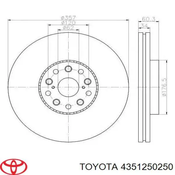 Tarcza hamulcowa przednia Toyota 4351250250