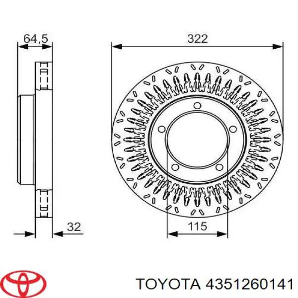 Do koszyka 4351260141 Toyota Tarcza hamulcowa przednia
