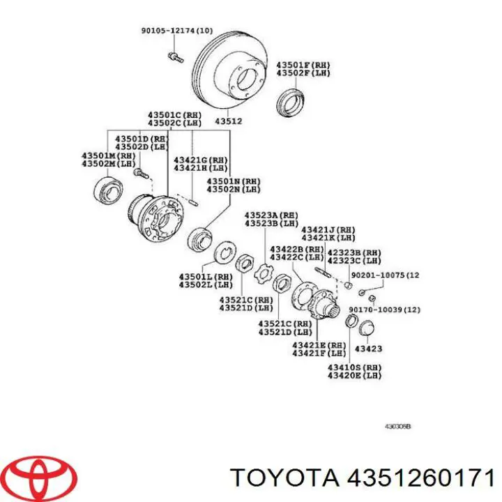 Tarcza hamulcowa przednia Toyota 4351260171 cena, od 55,90 USD