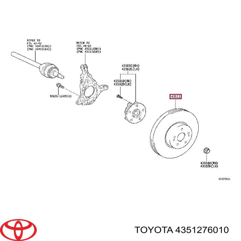 4351276010 Toyota Tarcza hamulcowa przednia