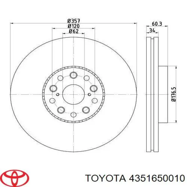 Tarcza hamulcowa przednia Toyota 4351650010 cena, od 129,06 USD