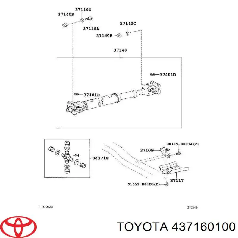 Krzyżak wału Cardana tylnego Toyota 437160100 cena, od 27,87 USD