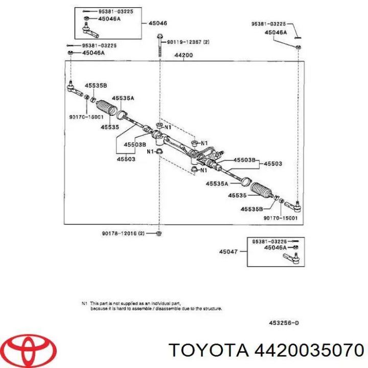 Listwa kierownicza (maglownica) Toyota 4420035070 cena, od 318,63 USD