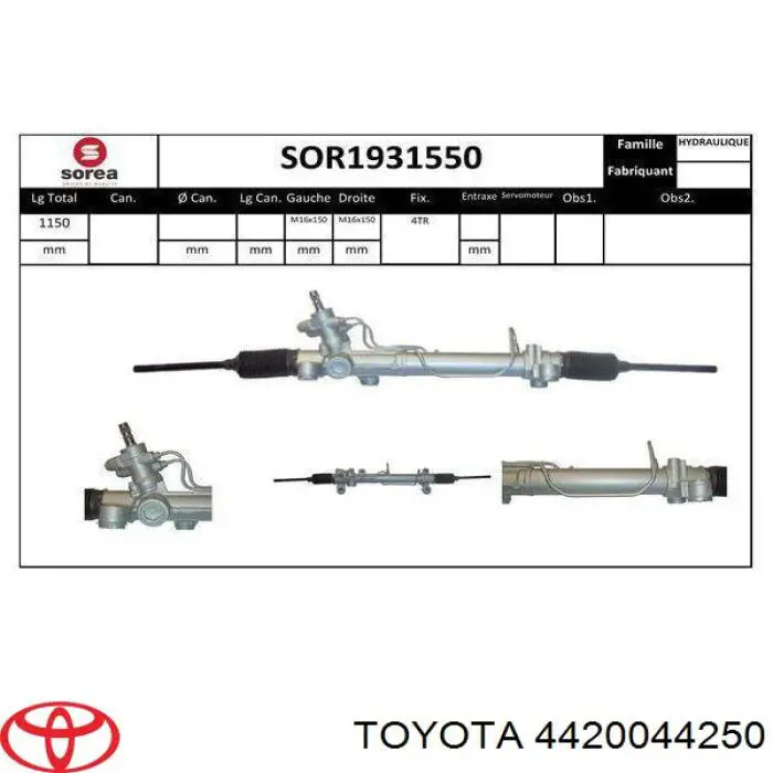 Listwa kierownicza (maglownica) Toyota 4420044250 cena, od 4069,77 USD