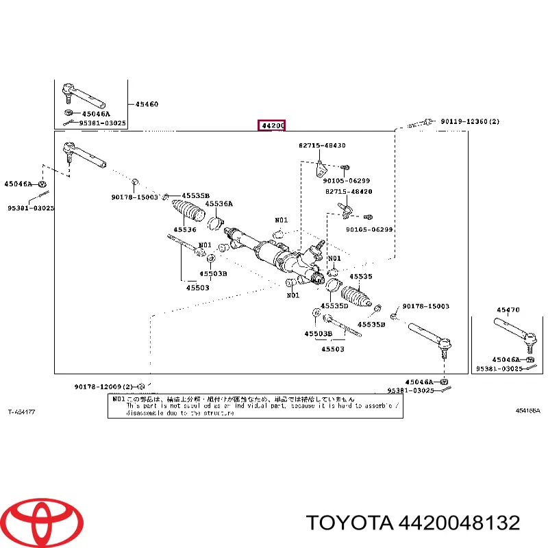 4420048132 Toyota Listwa kierownicza (maglownica)