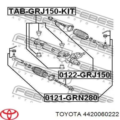 Listwa kierownicza (maglownica) Toyota 4420060222 cena, od 315,26 USD