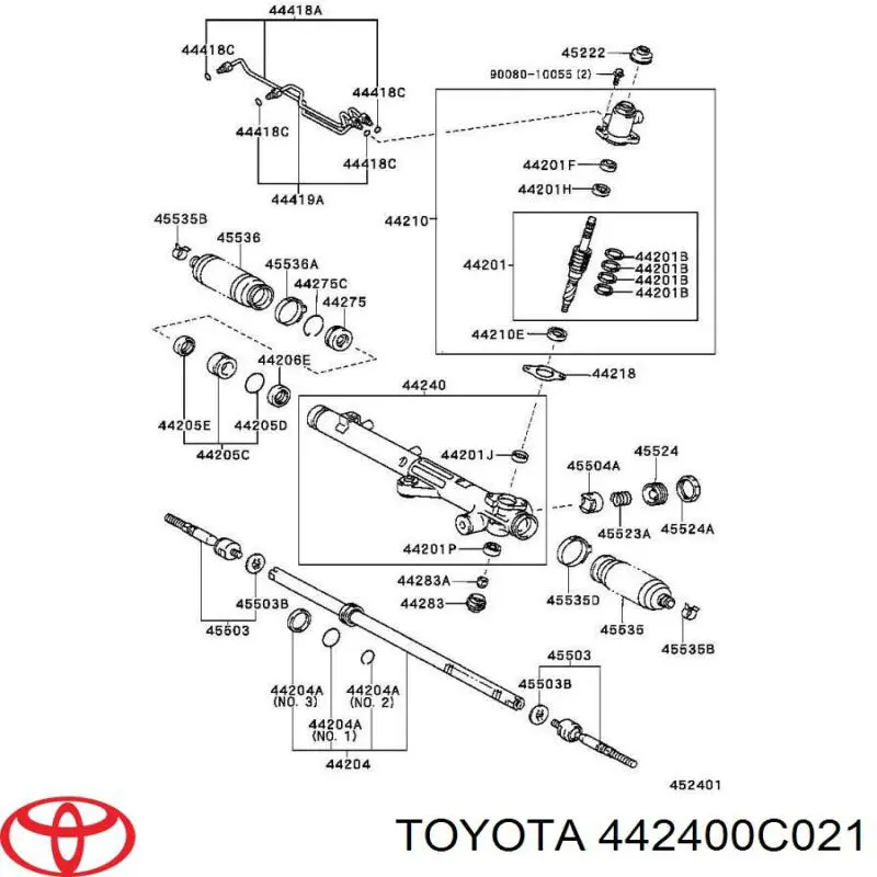 Listwa kierownicza (maglownica) Toyota 442400C021 cena, od 512,77 USD