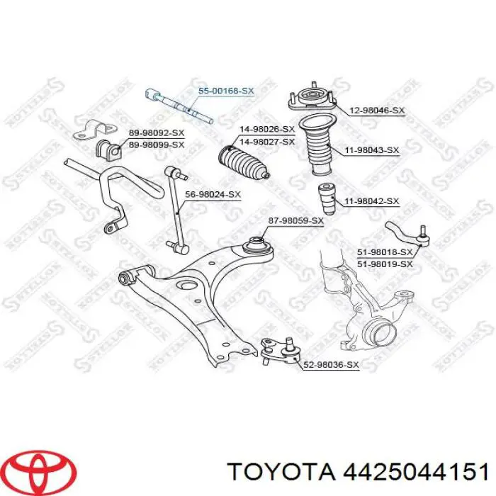 Listwa kierownicza (maglownica) Toyota 4425044151 cena, od 104,29 USD