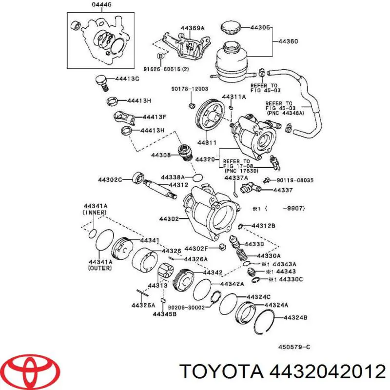 Pompa wspomagania hydraulicznego kierownicy Toyota 4432042012 cena, od 2050,22 USD
