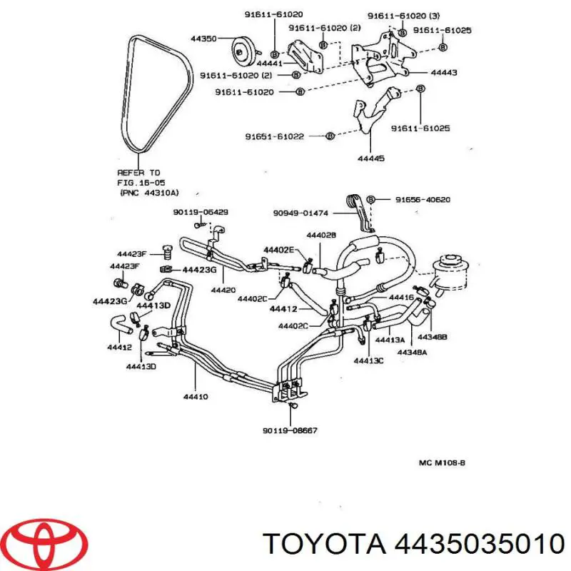 Rolka napinacza paska napędowego Toyota 4435035010 cena, od 476,25 USD