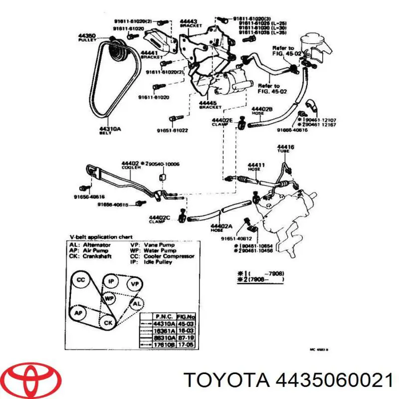 Rolka napinacza paska napędowego Toyota 4435060020 cena, od 450,89 USD