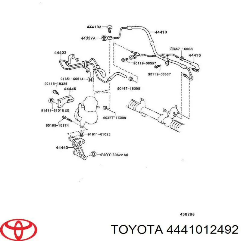 Przewód hydraulicznego układu wspomagania wysokiego ciśnienia, od pompy do maglownicy (mechanizmu) Toyota 4441012492 cena, od 41,32 USD