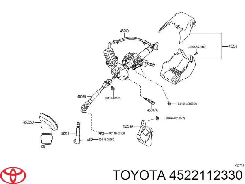 4522102050 Toyota Przegub wału kolumny kierowniczej