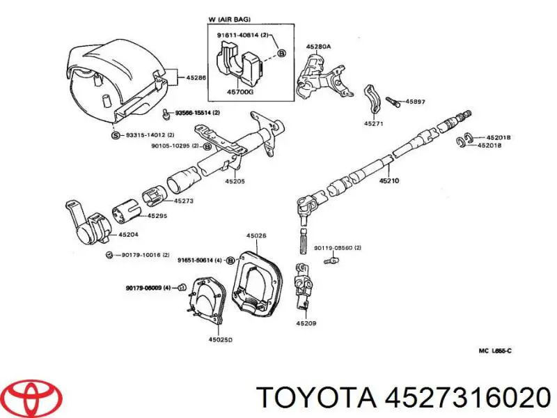 Do koszyka 4527316020 Toyota Tuleja kolumny kierowniczej