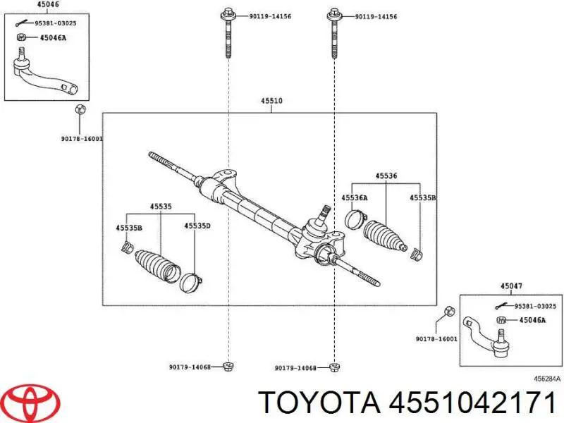 Listwa kierownicza (maglownica) Toyota 4551042171 cena, od 221,33 USD