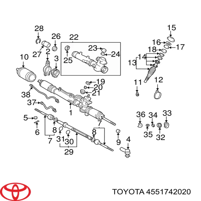 Tulejka mocowania maglownicy Toyota 4551742020 cena, od 4,45 USD