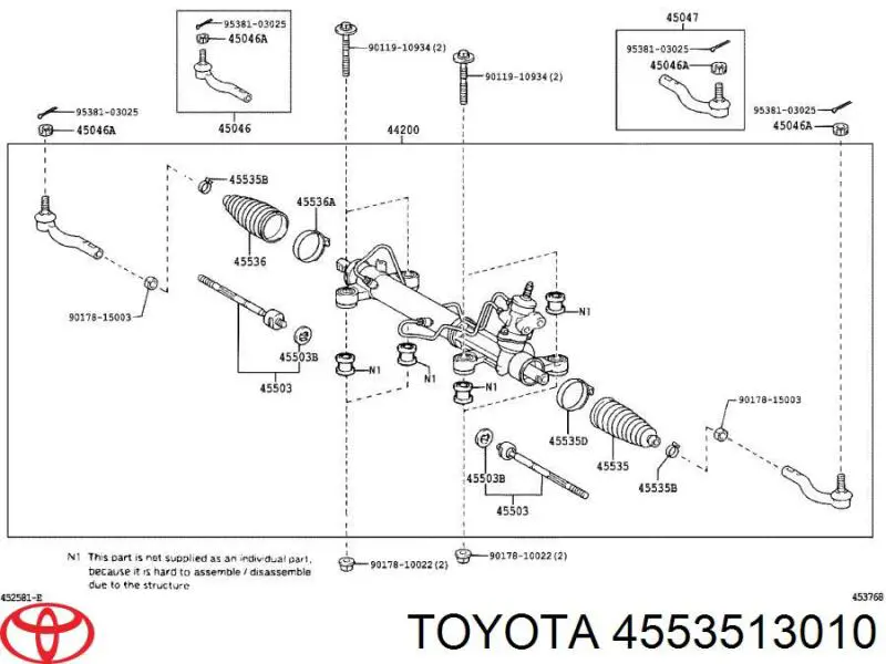 Do koszyka 4553513010 Toyota Osłona mechanizmu kierowniczego (maglownicy)