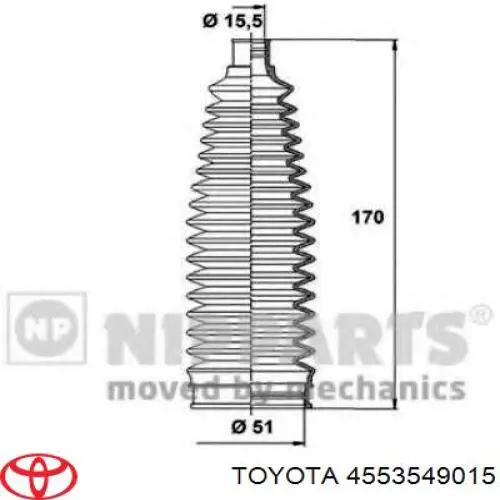 Osłona mechanizmu kierowniczego (maglownicy) Toyota 4553549015 cena, od 17,67 USD