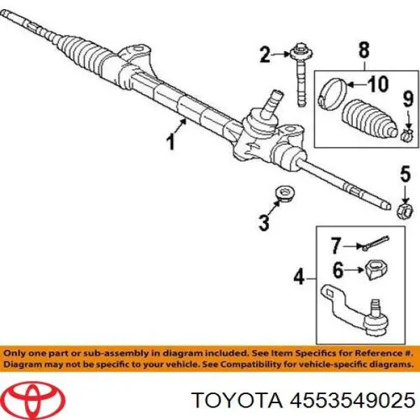 Osłona mechanizmu kierowniczego (maglownicy) Toyota 4553549025 cena, od 11,41 USD