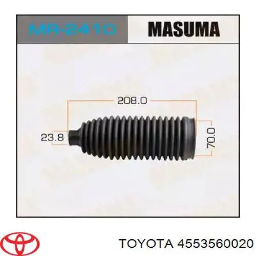 Osłona mechanizmu kierowniczego (maglownicy) Toyota 4553560020 cena, od 17,64 USD