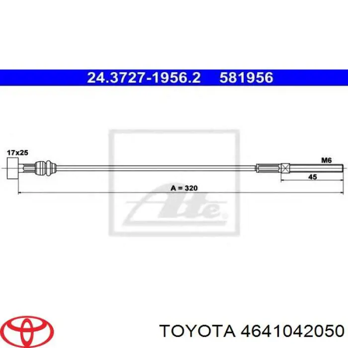 4641042050 Toyota Linka hamulca ręcznego przednia
