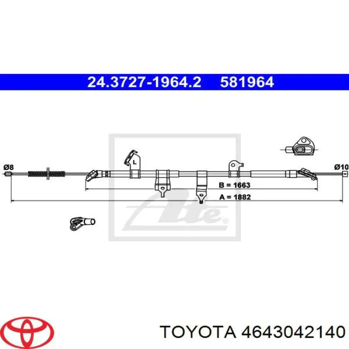 4643042140 Toyota Linka hamulca ręcznego tylna lewa