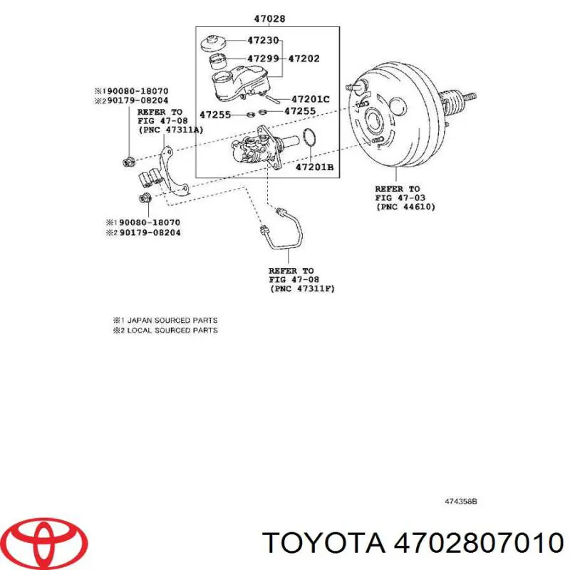 Główny cylinder hamulców Toyota Avalon sedana (GSX30) (2005 - 2012) cena, od 118,95 USD