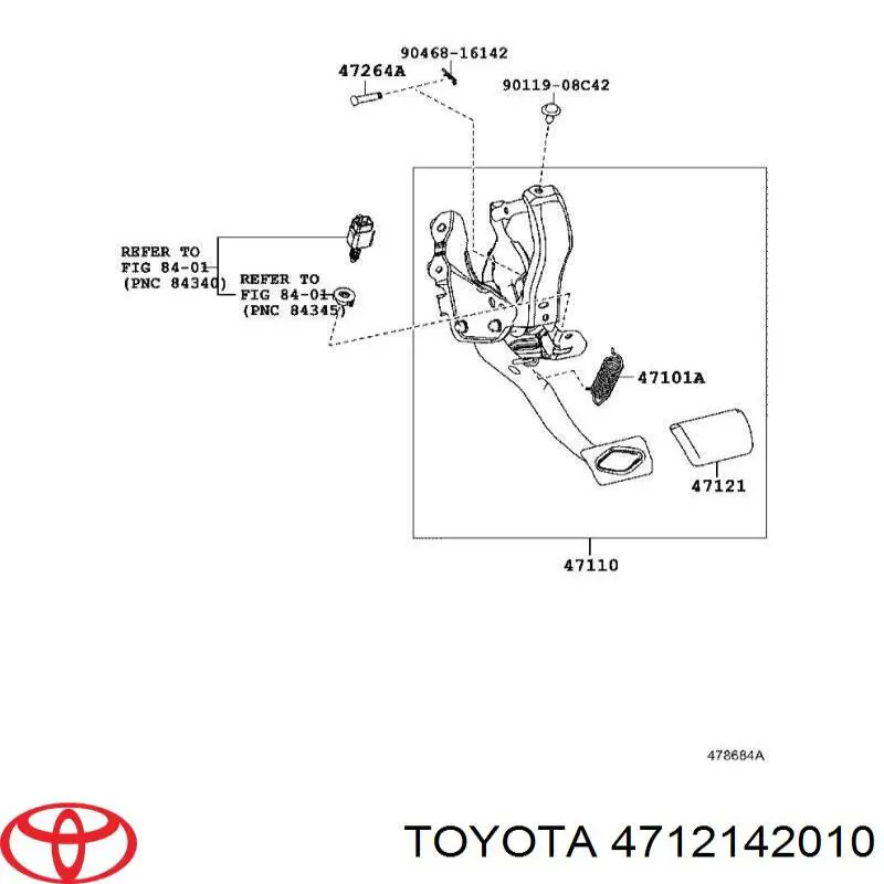 Nakładka na pedał hamulca Toyota Avensis (T27)