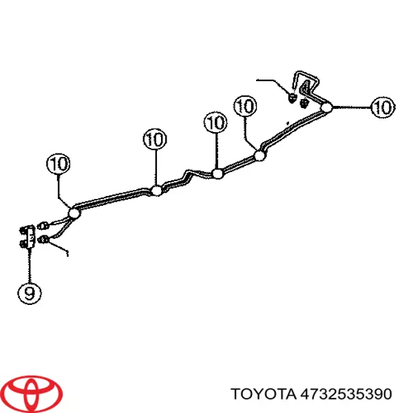 4732535390 Toyota Rurka hamulcowa tylna prawa