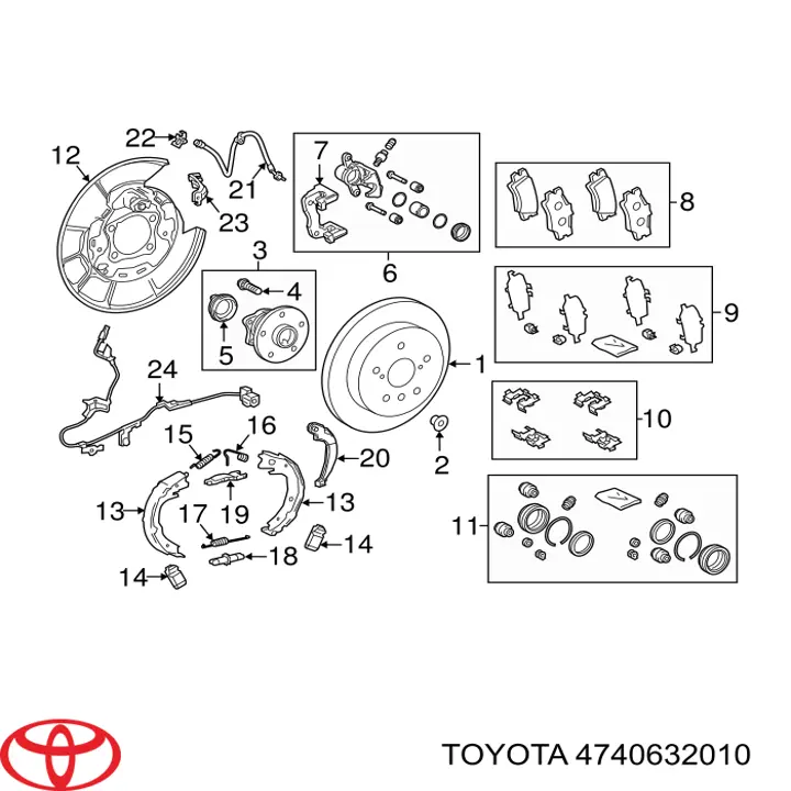 Regulator tylnego bębna hamulcowego Toyota 4740632010 cena, od 13,32 USD