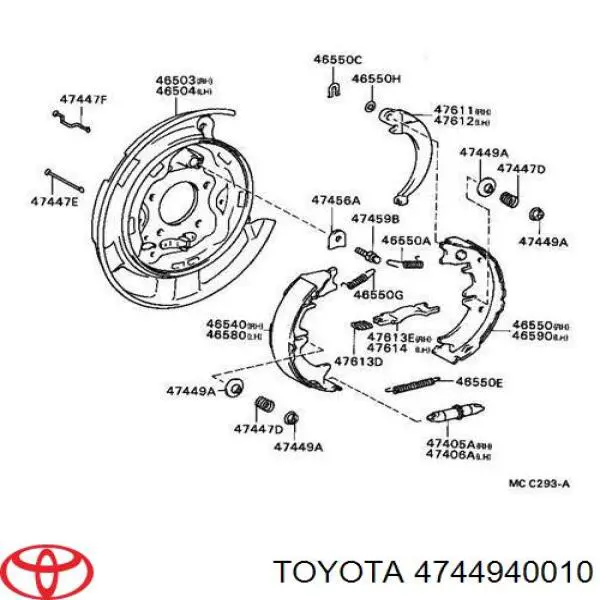 Zestaw naprawczy hamulca postojowego (ręcznego) Toyota RAV4 2 (XA2)