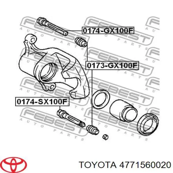 4771560020 Toyota prowadnica zacisku tylnego dolna