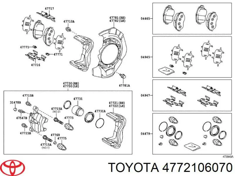 Do koszyka 4772106070 Toyota Jarzmo zacisku hamulcowego przedniego