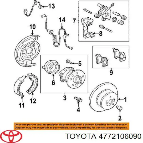 Jarzmo zacisku hamulcowego tylnego Toyota Avalon sedana (GSX30) (2005 - 2012) cena, od 223,99 USD