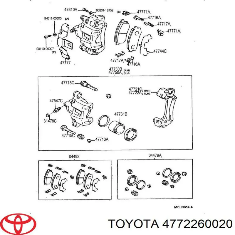 Jarzmo zacisku hamulcowego tylnego Toyota 4772260020 cena, od 39,04 USD