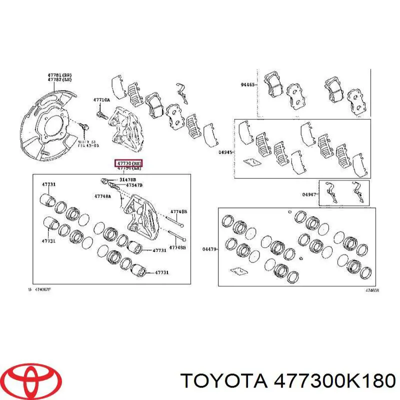 Zacisk hamulcowy przedni prawy Toyota 477300K180 cena, od 118,92 USD