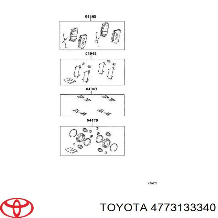 4773133340 Toyota Tłoczek zacisku hamulcowego przedniego