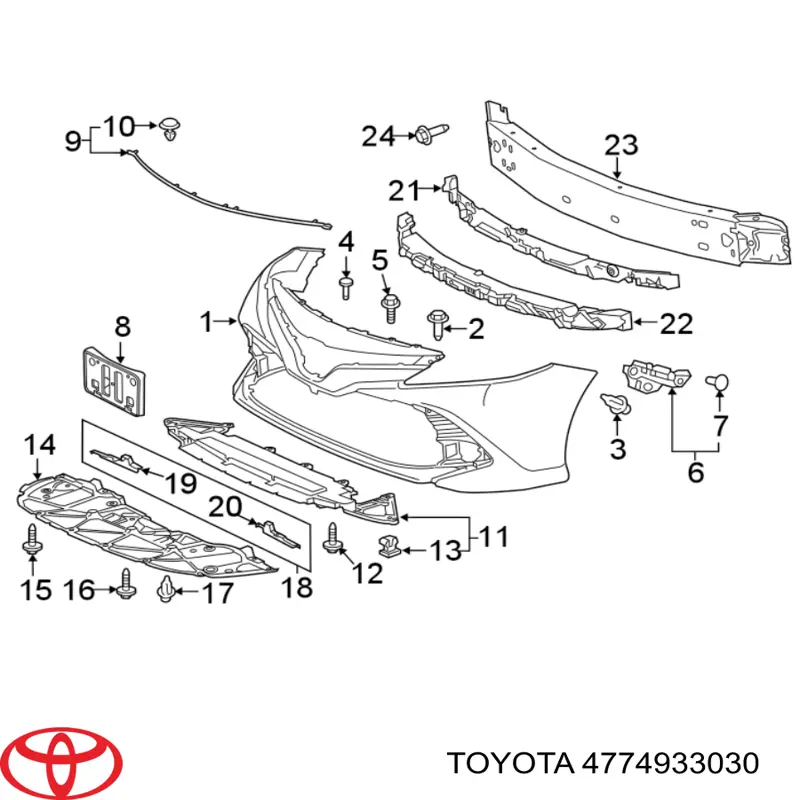 Spinka mocowania zderzaka przedniego Toyota 4774933030 cena, od 1,18 USD
