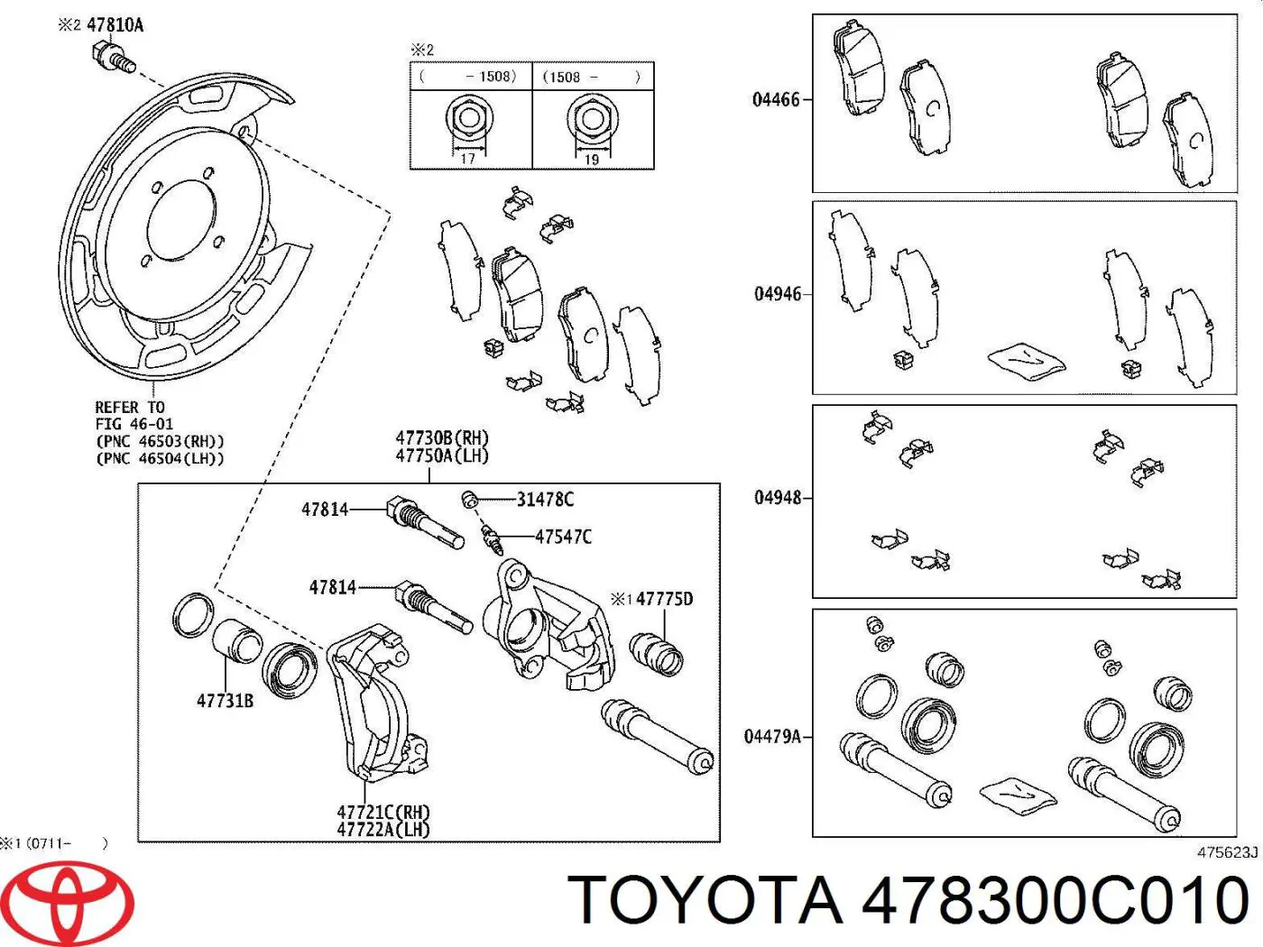 Do koszyka Zacisk hamulcowy tylny prawy Toyota Sequoia  K6