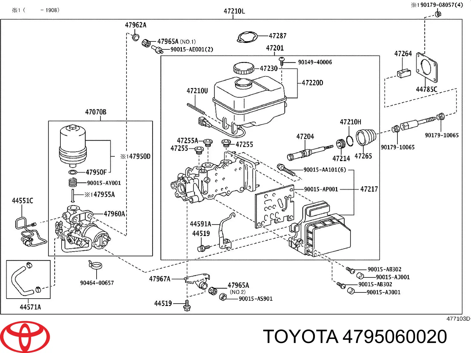 Akumulator hydrauliczny układu hamulcowego Toyota 4795060020 cena, od 253,18 USD
