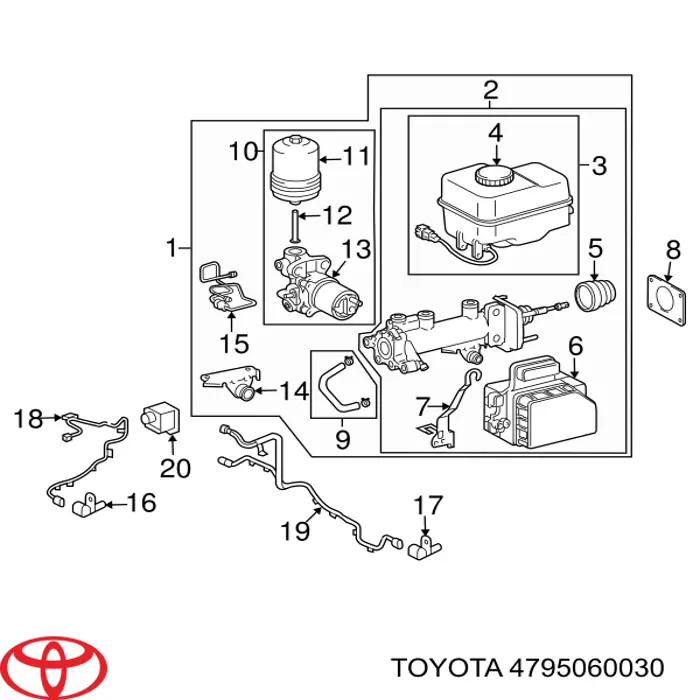 Akumulator hydrauliczny układu hamulcowego Toyota 4795060030 cena, od 308,52 USD