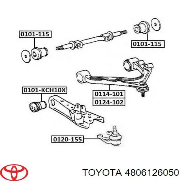 Silentblock przedniego wahacza dolnego Toyota 4806126050 cena, od 17,38 USD